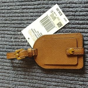 NWT Michael Kors brown leather luggage tag